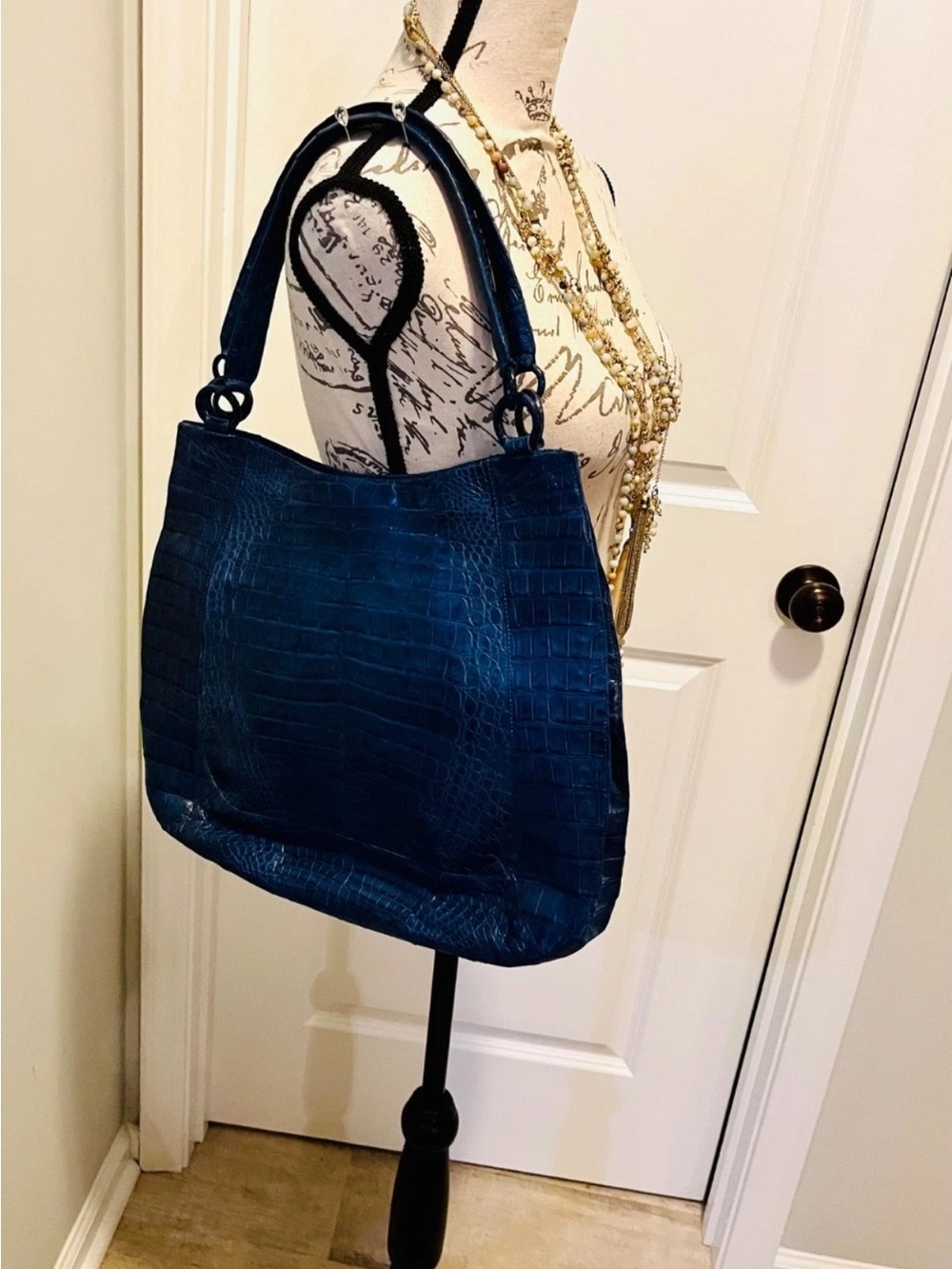 Nancy Gonzalez Blue Exotic Skin Leather Tote Luxury Bag - Picture 7 of 14